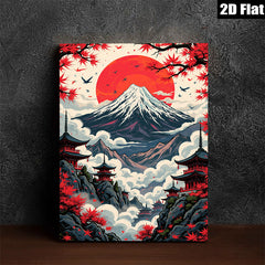 2D flat 1pc Majestic Mount Fuji Landscape Wall Art Zen Home Decor Living Room Bedroom Canvas Prints Modern Farmhouse Style