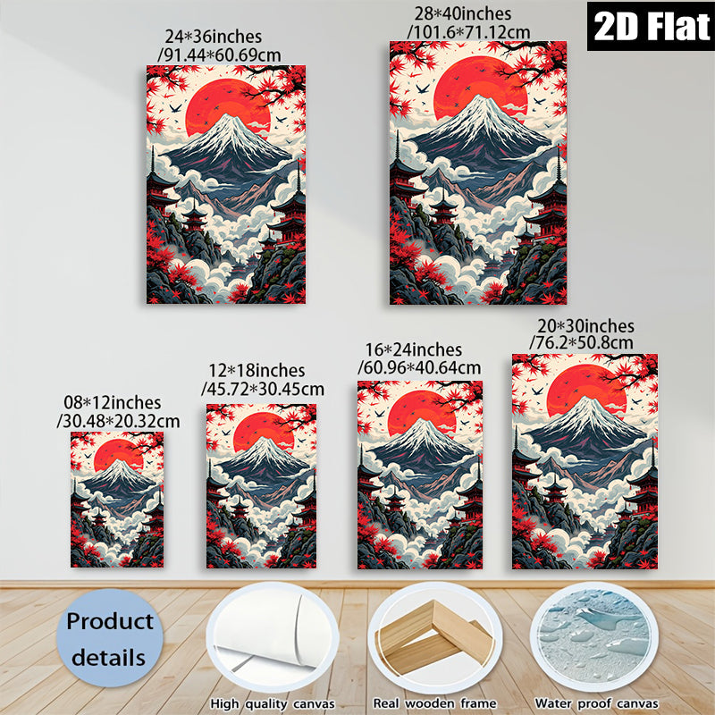 2D flat 1pc Majestic Mount Fuji Landscape Wall Art Zen Home Decor Living Room Bedroom Canvas Prints Modern Farmhouse Style