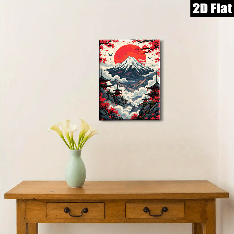 2D flat 1pc Majestic Mount Fuji Landscape Wall Art Zen Home Decor Living Room Bedroom Canvas Prints Modern Farmhouse Style