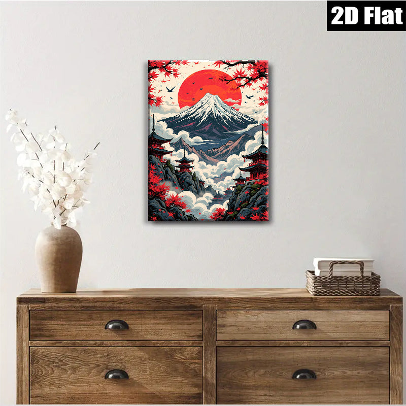 2D flat 1pc Majestic Mount Fuji Landscape Wall Art Zen Home Decor Living Room Bedroom Canvas Prints Modern Farmhouse Style