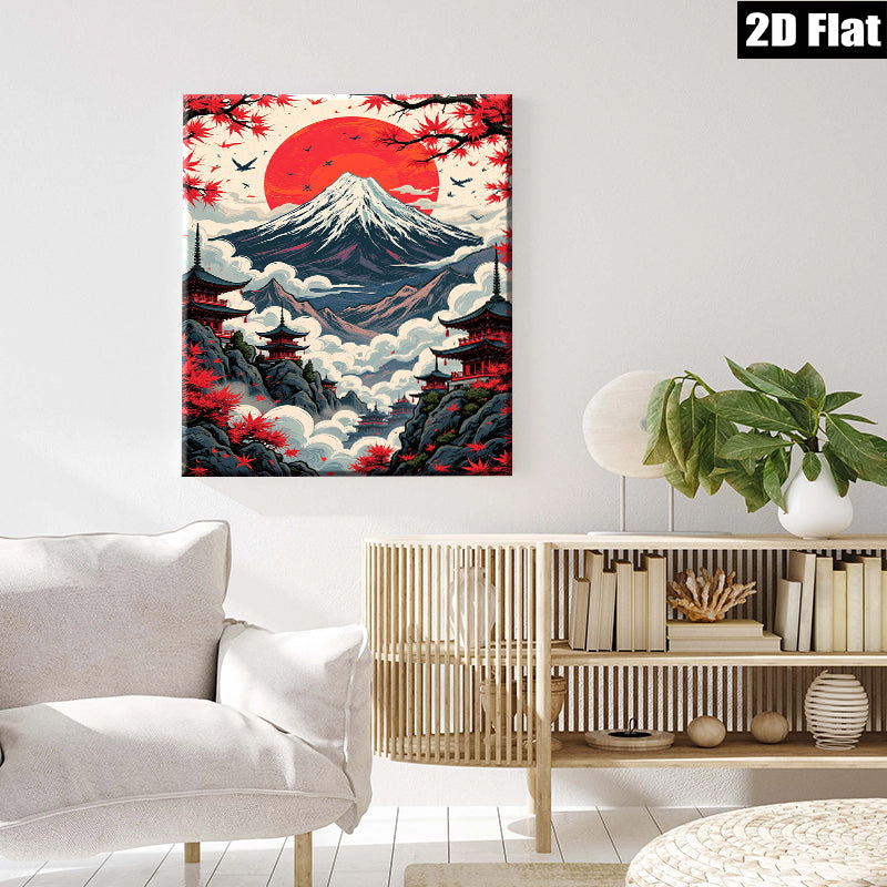 2D flat 1pc Majestic Mount Fuji Landscape Wall Art Zen Home Decor Living Room Bedroom Canvas Prints Modern Farmhouse Style