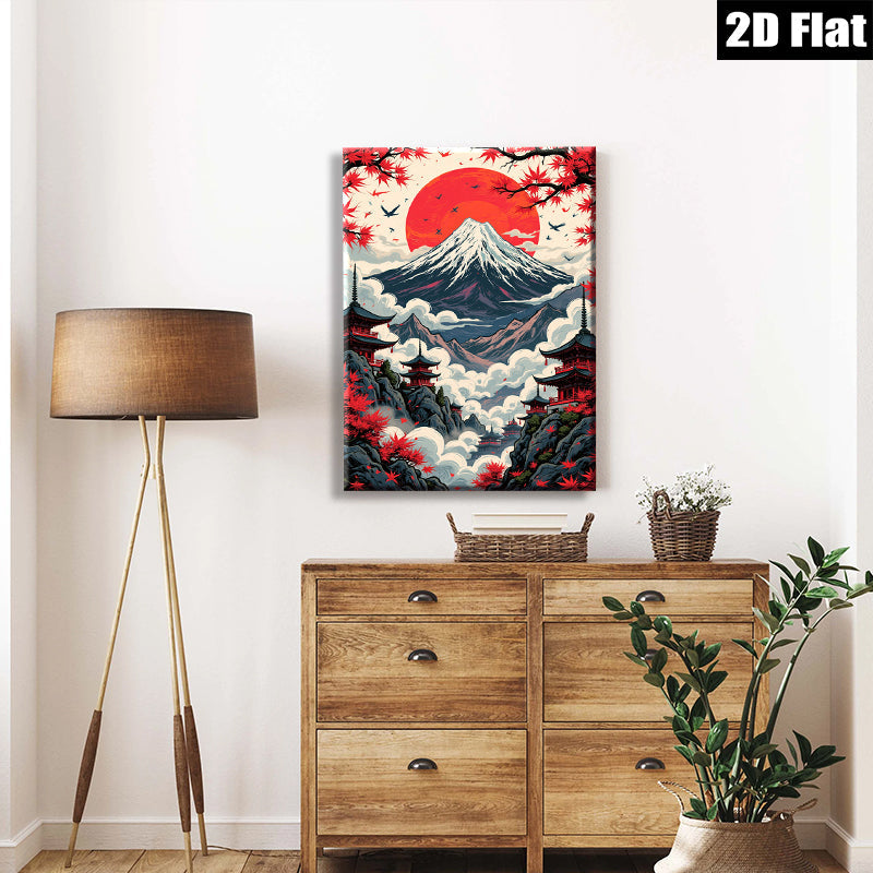 2D flat 1pc Majestic Mount Fuji Landscape Wall Art Zen Home Decor Living Room Bedroom Canvas Prints Modern Farmhouse Style