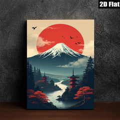 2D flat 1pc Majestic Mount Fuji Landscape Wall Art serene bedroom living room decor farmhouse style gallery wrapped canvas prints modern minimalist art