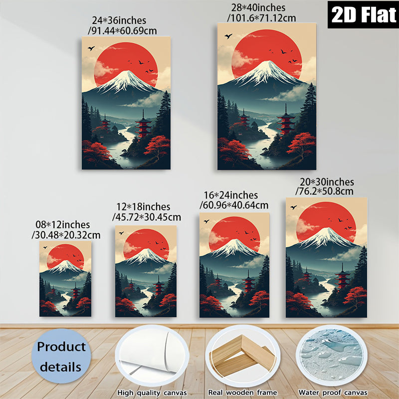 2D flat 1pc Majestic Mount Fuji Landscape Wall Art serene bedroom living room decor farmhouse style gallery wrapped canvas prints modern minimalist art