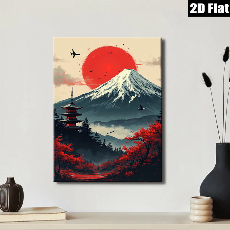 2D flat 1pc Majestic Mount Fuji Landscape Wall Art serene bedroom living room decor farmhouse style modern gallery wrapped canvas prints