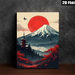 2D flat 1pc Majestic Mount Fuji Landscape Wall Art serene bedroom living room decor farmhouse style modern gallery wrapped canvas prints
