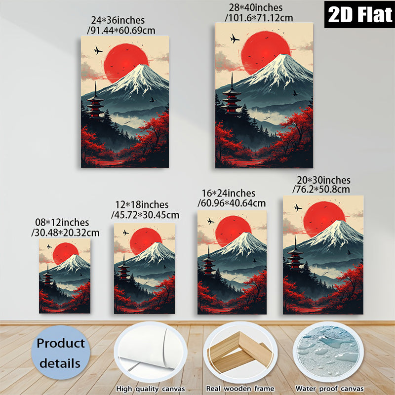 2D flat 1pc Majestic Mount Fuji Landscape Wall Art serene bedroom living room decor farmhouse style modern gallery wrapped canvas prints