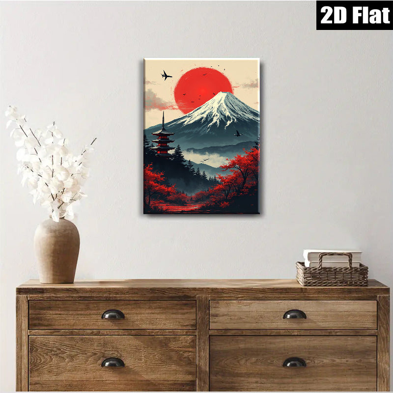 2D flat 1pc Majestic Mount Fuji Landscape Wall Art serene bedroom living room decor farmhouse style modern gallery wrapped canvas prints