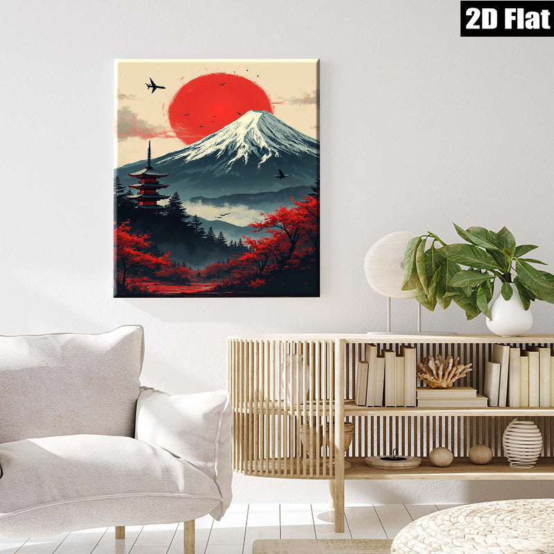 2D flat 1pc Majestic Mount Fuji Landscape Wall Art serene bedroom living room decor farmhouse style modern gallery wrapped canvas prints