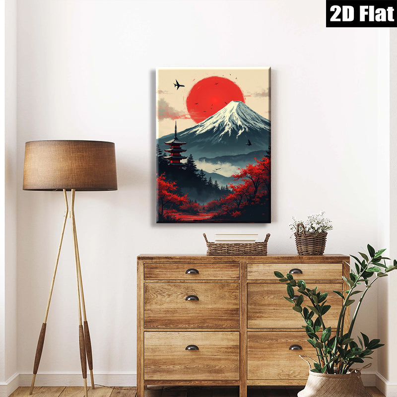 2D flat 1pc Majestic Mount Fuji Landscape Wall Art serene bedroom living room decor farmhouse style modern gallery wrapped canvas prints
