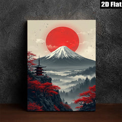 2D flat 1pc Majestic Mount Fuji Landscape Wall Art serene home decor living room bedroom gallery wrapped canvas print modern farmhouse style