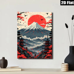 2D flat 1pc Majestic Mount Fuji landscape wall art for living room bedroom home decor farmhouse style modern minimalist gallery wrapped canvas print