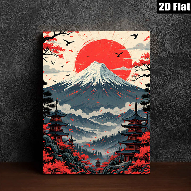 2D flat 1pc Majestic Mount Fuji landscape wall art for living room bedroom home decor farmhouse style modern minimalist gallery wrapped canvas print