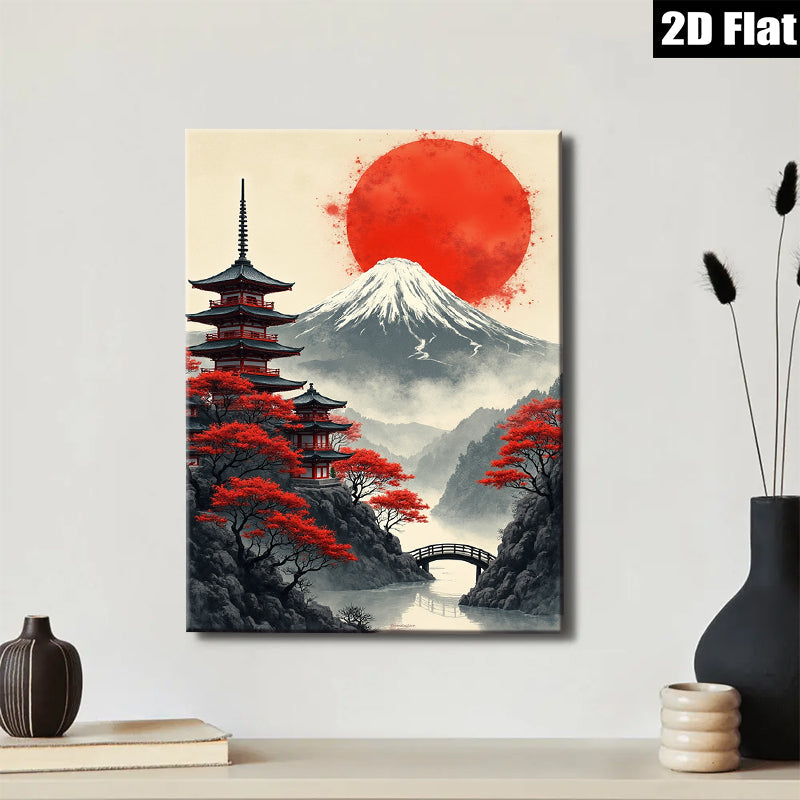 2D flat 1pc Majestic Mount Fuji landscape wall art for living room bedroom home office decor farmhouse style canvas prints modern aesthetic