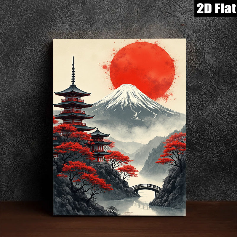 2D flat 1pc Majestic Mount Fuji landscape wall art for living room bedroom home office decor farmhouse style canvas prints modern aesthetic