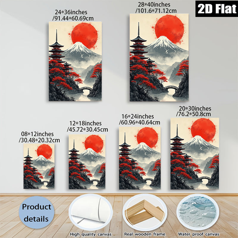 2D flat 1pc Majestic Mount Fuji landscape wall art for living room bedroom home office decor farmhouse style canvas prints modern aesthetic