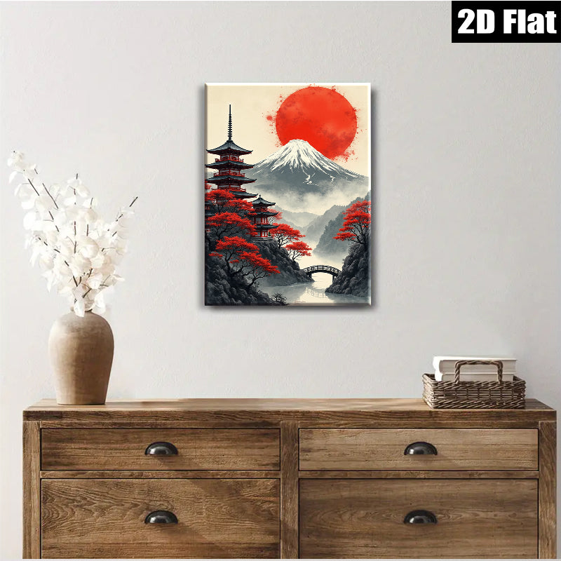 2D flat 1pc Majestic Mount Fuji landscape wall art for living room bedroom home office decor farmhouse style canvas prints modern aesthetic