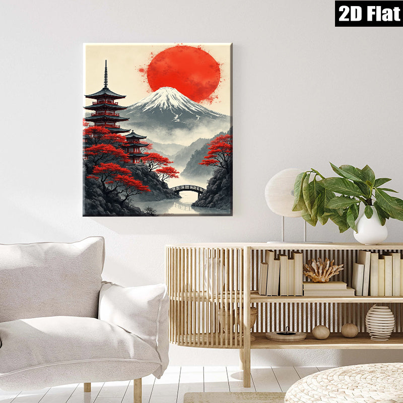 2D flat 1pc Majestic Mount Fuji landscape wall art for living room bedroom home office decor farmhouse style canvas prints modern aesthetic