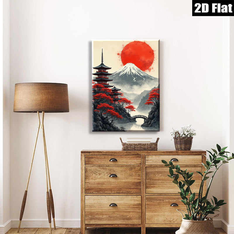 2D flat 1pc Majestic Mount Fuji landscape wall art for living room bedroom home office decor farmhouse style canvas prints modern aesthetic