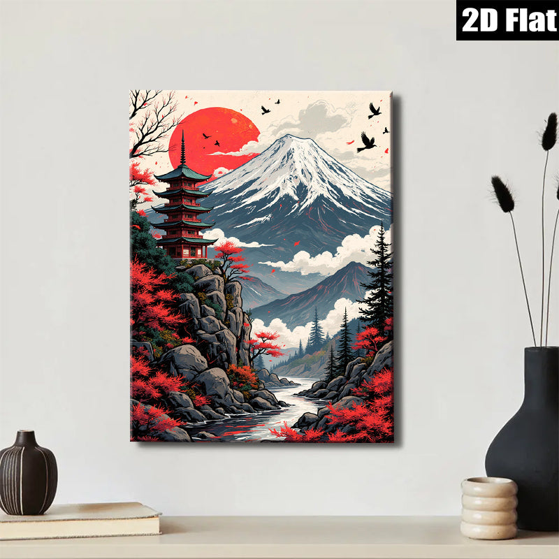 2D flat 1pc Majestic Mount Fuji serene landscape wall art for living room bedroom home office decor farmhouse style modern gallery wrapped canvas prints