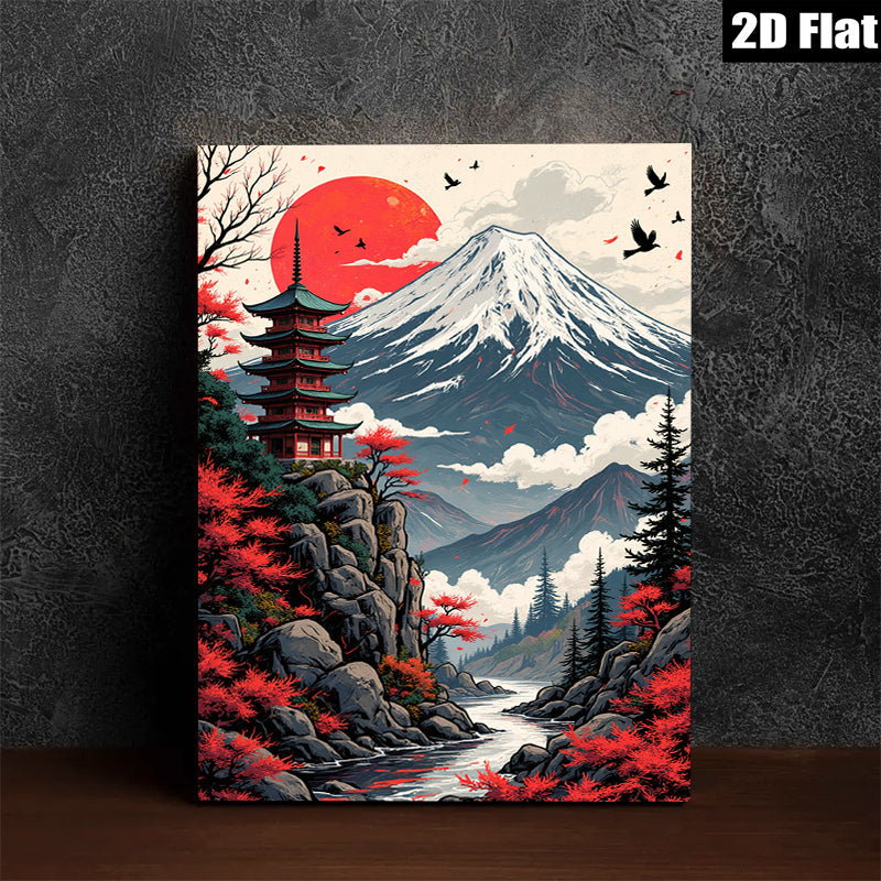 2D flat 1pc Majestic Mount Fuji serene landscape wall art for living room bedroom home office decor farmhouse style modern gallery wrapped canvas prints