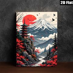 2D flat 1pc Majestic Mount Fuji serene landscape wall art for living room bedroom home office decor farmhouse style modern gallery wrapped canvas prints
