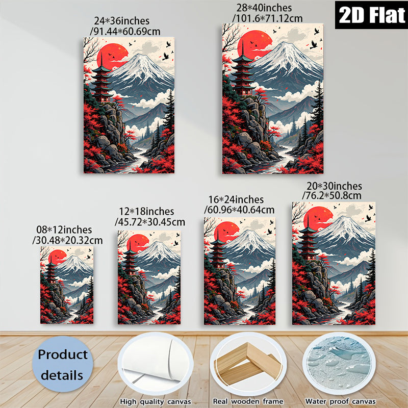 2D flat 1pc Majestic Mount Fuji serene landscape wall art for living room bedroom home office decor farmhouse style modern gallery wrapped canvas prints