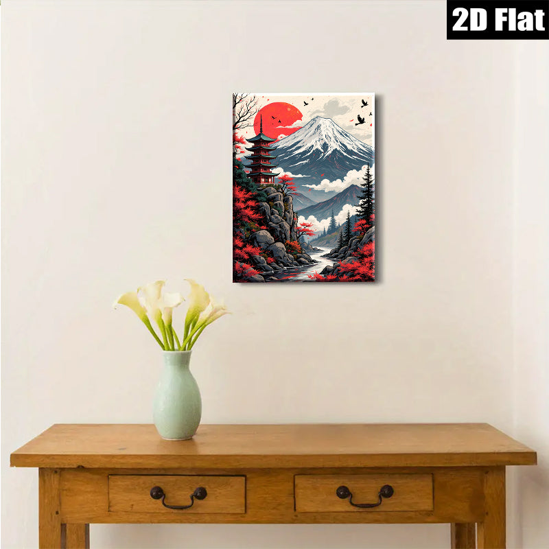 2D flat 1pc Majestic Mount Fuji serene landscape wall art for living room bedroom home office decor farmhouse style modern gallery wrapped canvas prints