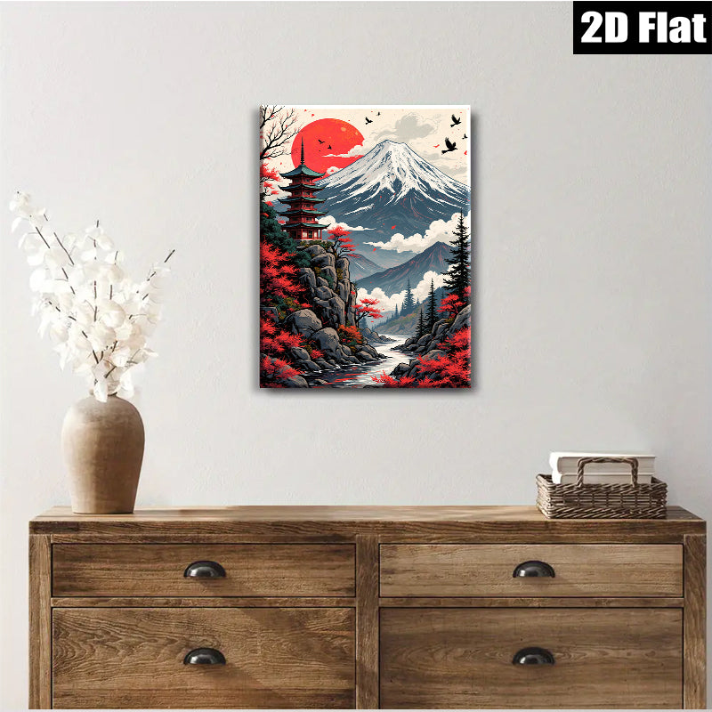 2D flat 1pc Majestic Mount Fuji serene landscape wall art for living room bedroom home office decor farmhouse style modern gallery wrapped canvas prints