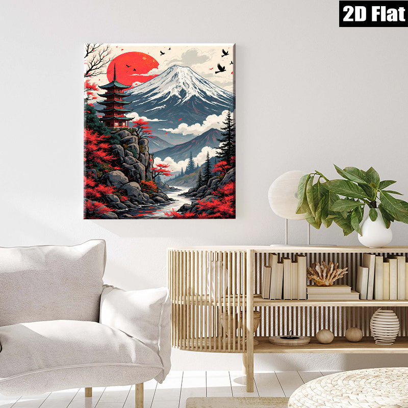 2D flat 1pc Majestic Mount Fuji serene landscape wall art for living room bedroom home office decor farmhouse style modern gallery wrapped canvas prints