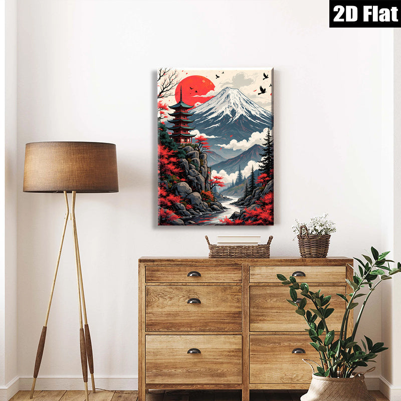 2D flat 1pc Majestic Mount Fuji serene landscape wall art for living room bedroom home office decor farmhouse style modern gallery wrapped canvas prints