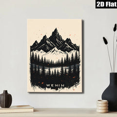 2D flat 1pc Majestic Mountain Forest Landscape Wall Art Canvas Prints for Living Room Bedroom Home Decor Farmhouse Style Rustic Gallery Wrapped Modern Artwork