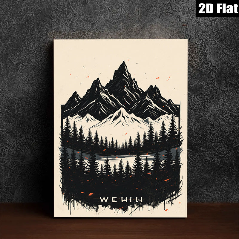 2D flat 1pc Majestic Mountain Forest Landscape Wall Art Canvas Prints for Living Room Bedroom Home Decor Farmhouse Style Rustic Gallery Wrapped Modern Artwork