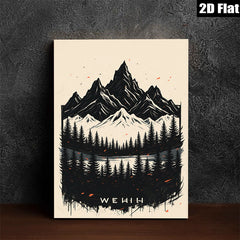 2D flat 1pc Majestic Mountain Forest Landscape Wall Art Canvas Prints for Living Room Bedroom Home Decor Farmhouse Style Rustic Gallery Wrapped Modern Artwork