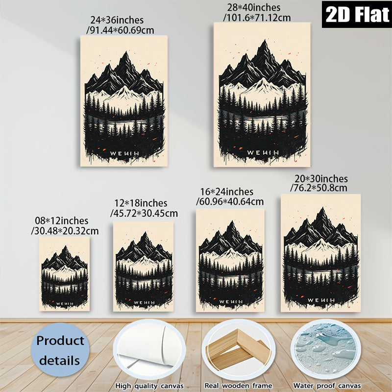 2D flat 1pc Majestic Mountain Forest Landscape Wall Art Canvas Prints for Living Room Bedroom Home Decor Farmhouse Style Rustic Gallery Wrapped Modern Artwork