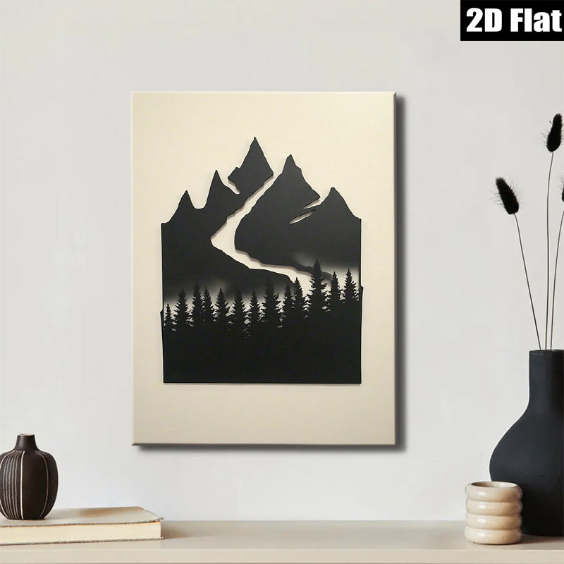 2D flat 1pc Majestic Mountain Forest Landscape Wall Art Decor for Living Room Bedroom Home Office Gallery Wrapped Canvas Prints Modern Farmhouse Style Rustic Chic