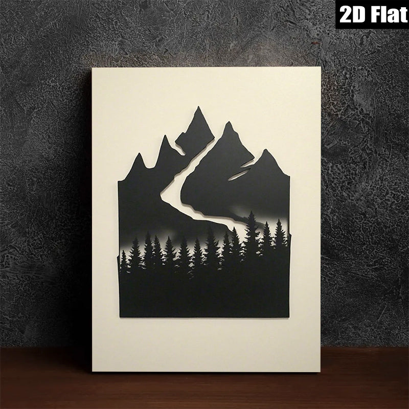 2D flat 1pc Majestic Mountain Forest Landscape Wall Art Decor for Living Room Bedroom Home Office Gallery Wrapped Canvas Prints Modern Farmhouse Style Rustic Chic