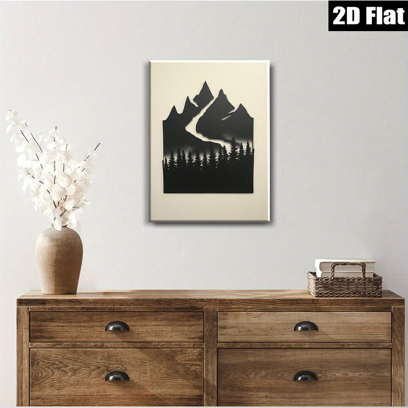 2D flat 1pc Majestic Mountain Forest Landscape Wall Art Decor for Living Room Bedroom Home Office Gallery Wrapped Canvas Prints Modern Farmhouse Style Rustic Chic
