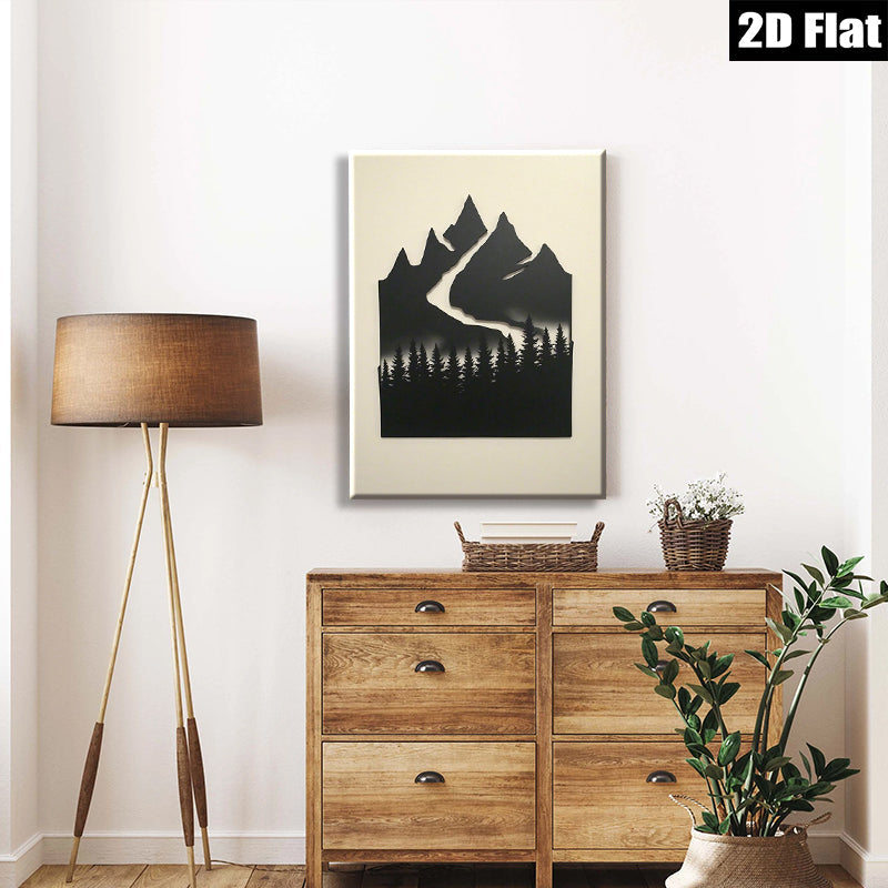 2D flat 1pc Majestic Mountain Forest Landscape Wall Art Decor for Living Room Bedroom Home Office Gallery Wrapped Canvas Prints Modern Farmhouse Style Rustic Chic
