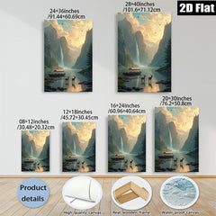 2D flat 1pc Majestic Mountain Lake Deer Scenic Wall Art Canvas Prints for Living Room Bedroom Home Decor Farmhouse Rustic Modern Gallery Wrapped