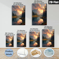 2D flat 1pc Majestic Mountain Lake Reflection Canvas Wall Art for Living Room Bedroom Home Decor Farmhouse Rustic Modern Gallery Wrapped Prints
