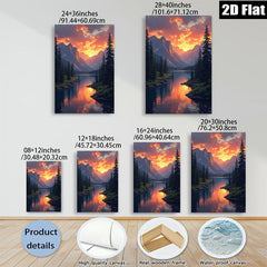2D flat 1pc Majestic Mountain Lake Sunset Wall Art Canvas Prints for Living Room Bedroom Home Decor Modern Farmhouse Rustic Gallery Wrapped Ready to Hang