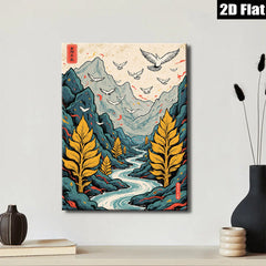 2D flat 1pc Majestic Mountain River Landscape Wall Art Decor for Living Room Bedroom Office Gallery Wrapped Canvas Prints Modern Farmhouse Aesthetic Cozy Vibes Home Décor