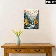 2D flat 1pc Majestic Mountain River Landscape Wall Art Decor for Living Room Bedroom Office Gallery Wrapped Canvas Prints Modern Farmhouse Aesthetic Cozy Vibes Home Décor