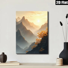 2D flat 1pc Majestic Mountain Vista Golden Hour Landscape Wall Art Decor Living Room Bedroom Modern Farmhouse Gallery Wrapped Canvas Prints Coastal Aesthetic