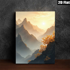 2D flat 1pc Majestic Mountain Vista Golden Hour Landscape Wall Art Decor Living Room Bedroom Modern Farmhouse Gallery Wrapped Canvas Prints Coastal Aesthetic