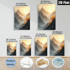 2D flat 1pc Majestic Mountain Vista Golden Hour Landscape Wall Art Decor Living Room Bedroom Modern Farmhouse Gallery Wrapped Canvas Prints Coastal Aesthetic