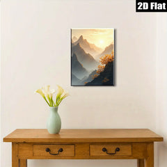 2D flat 1pc Majestic Mountain Vista Golden Hour Landscape Wall Art Decor Living Room Bedroom Modern Farmhouse Gallery Wrapped Canvas Prints Coastal Aesthetic