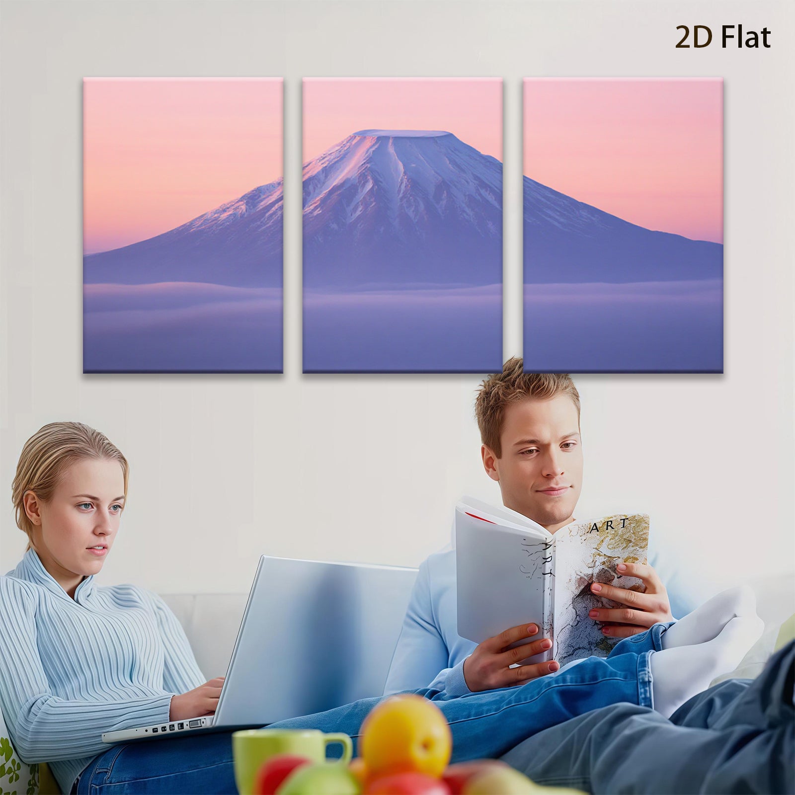 2D flat 1pc Majestic Mountainscape Serene Vista Living Room Bedroom Gallery Wall Art Modern Farmhouse Decor Coastal Aesthetic Minimalist Chic