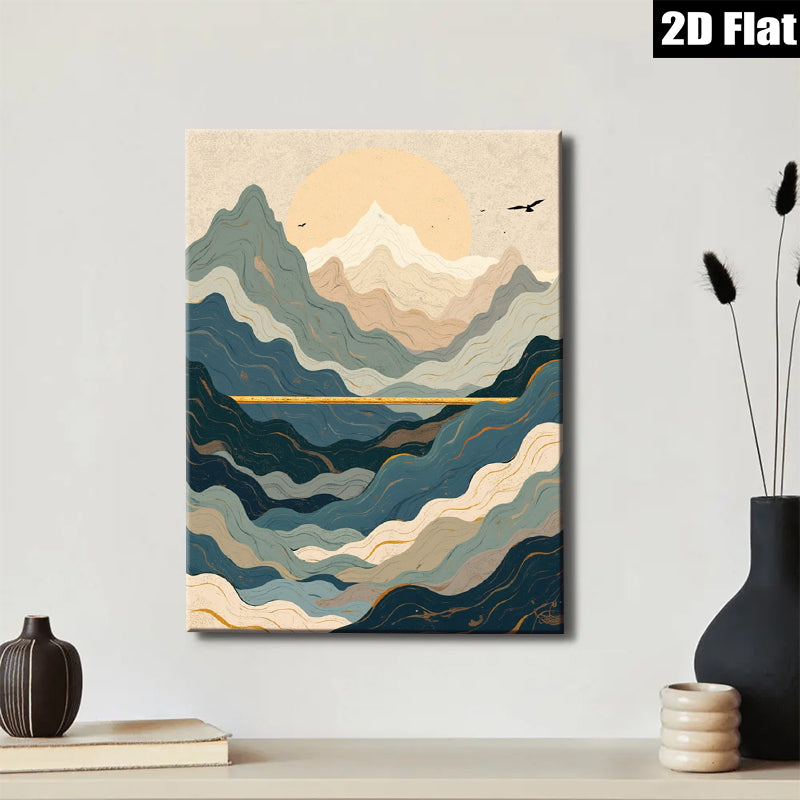 2D flat 1pc Majestic Mountainscape Sunrise Wall Art Living Room Bedroom Home Decor Modern Farmhouse Gallery Wrapped Canvas Prints Coastal Beach Aesthetic